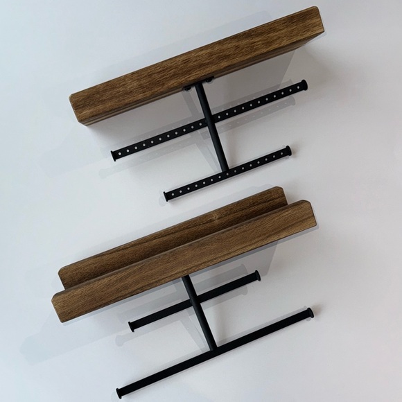Other - Modern Wood & Metal Wall Mounted Hanging Jewelry Shelves